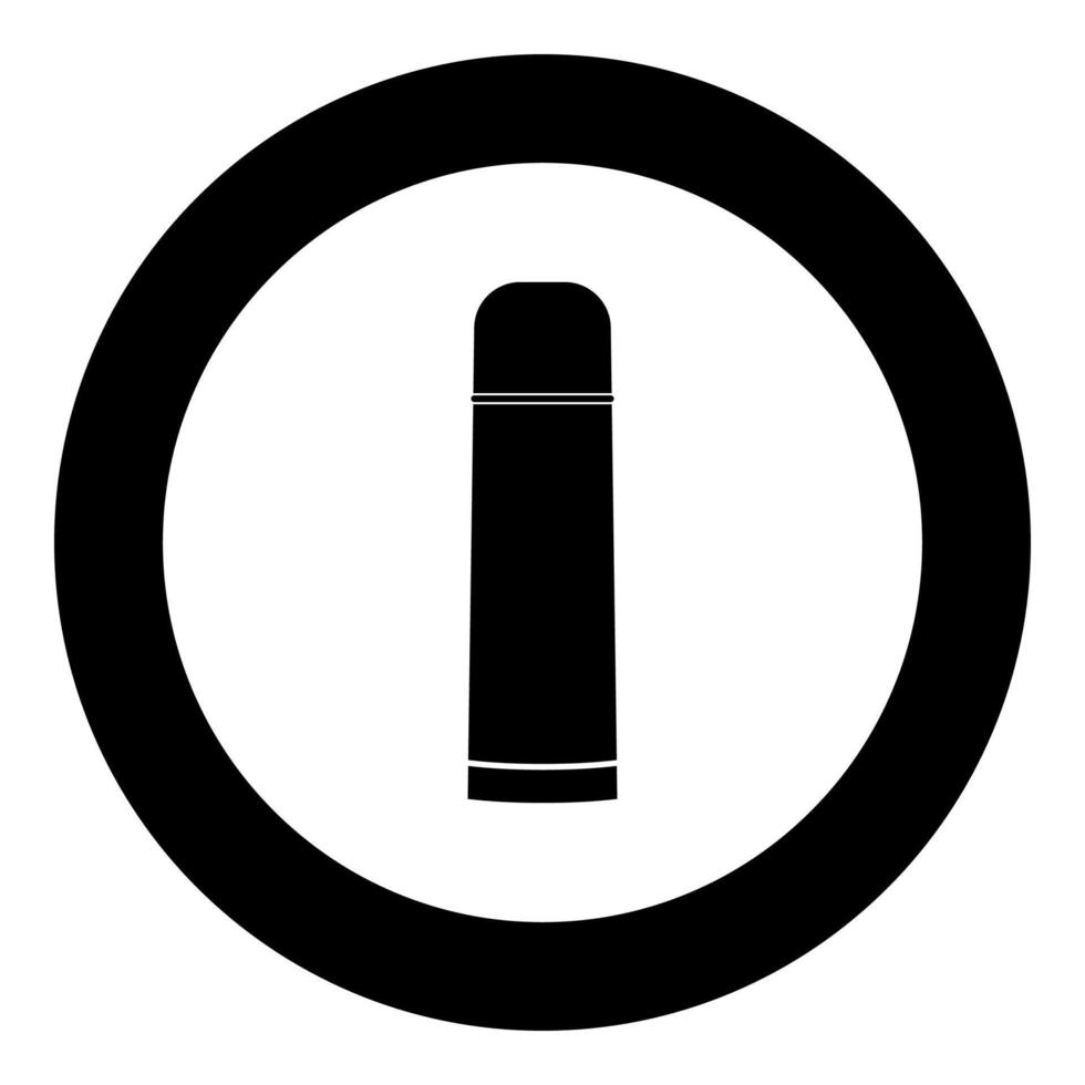Thermos or vacuum flask black icon in circle vector