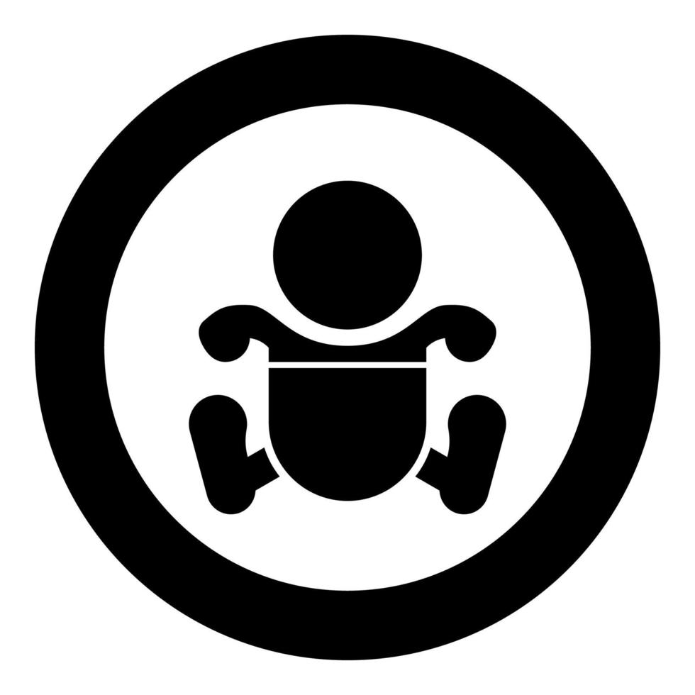 Toddler boy with diapers black icon in circle vector