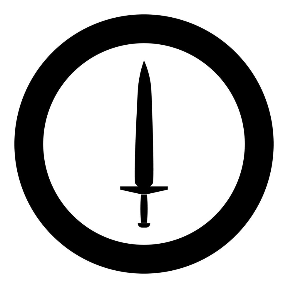 icono de espada simple color negro en círculo vector