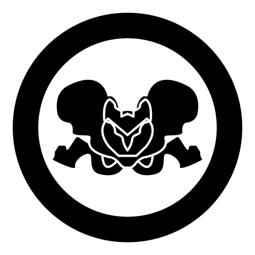 Pelvis skeleton black icon in circle vector illustration isolated .