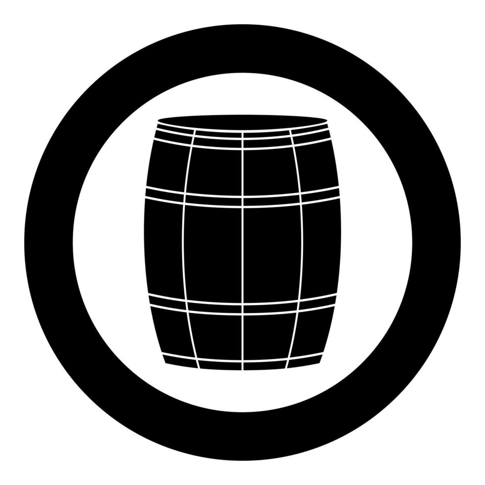Wine or beer barrels black icon in circle vector illustration isolated .