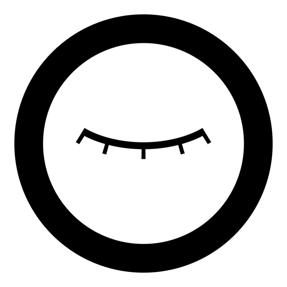 icono de ojo cerrado color negro en círculo vector