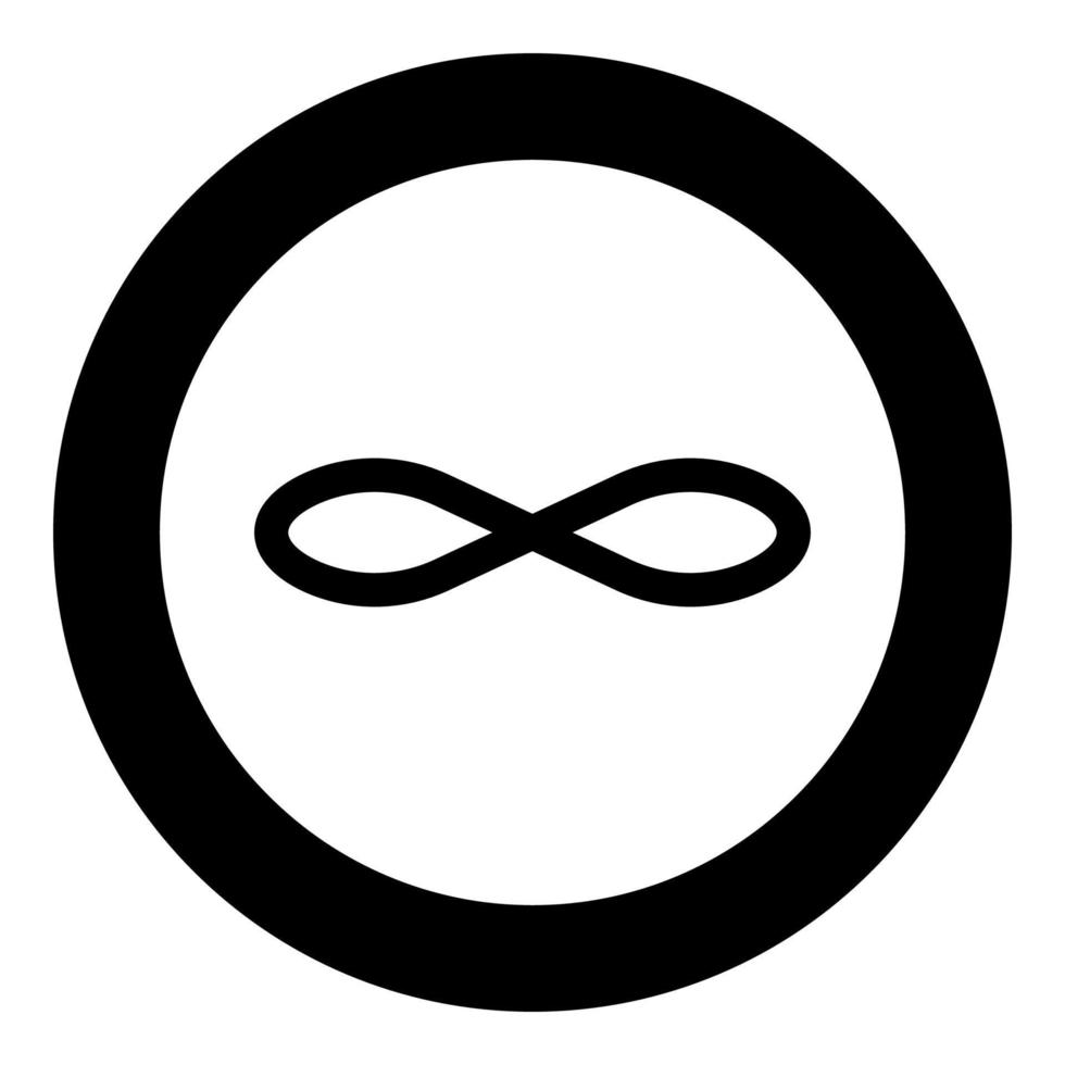 Infinity symbol icon black color in circle or round vector