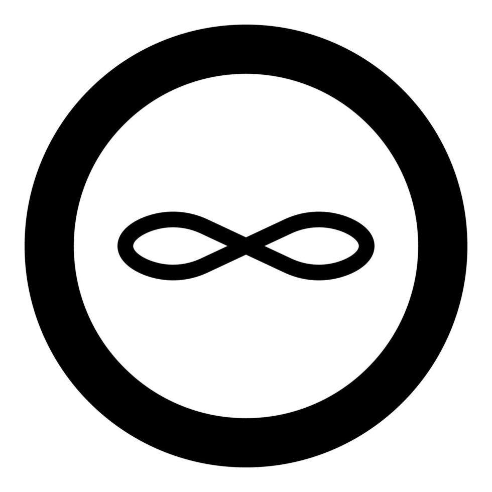 Infinity symbol icon black color in circle or round vector