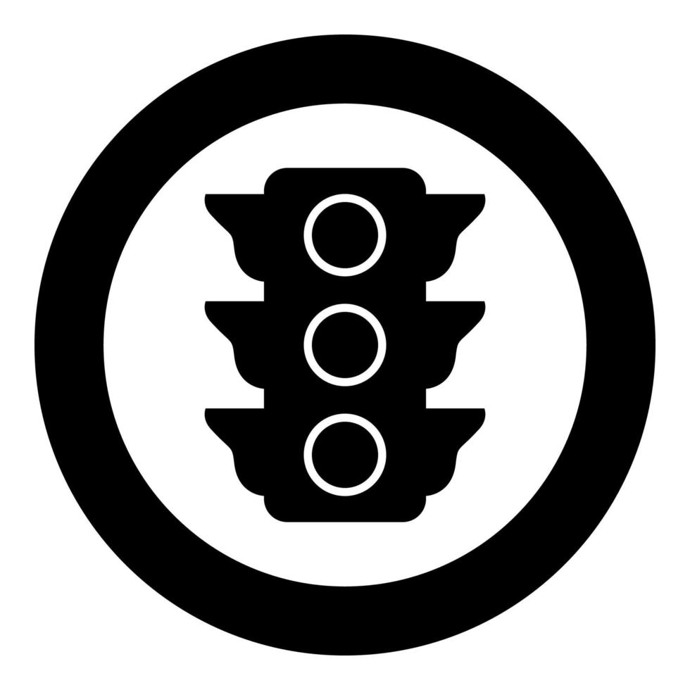 Traffic light icon black color in circle or round vector