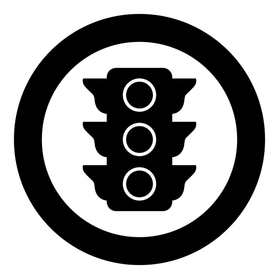 Traffic light icon black color in circle or round vector