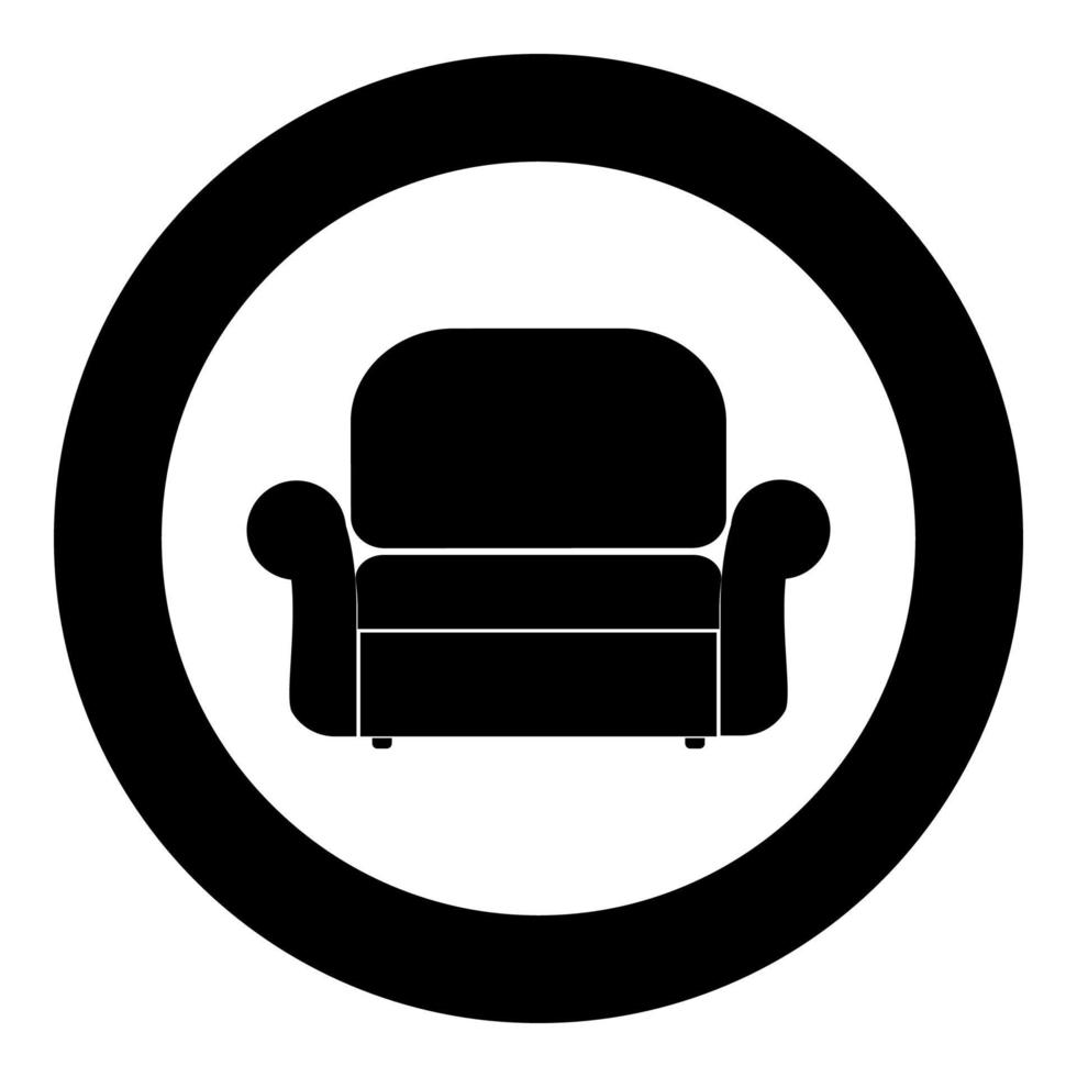 Armchair icon black color in circle vector