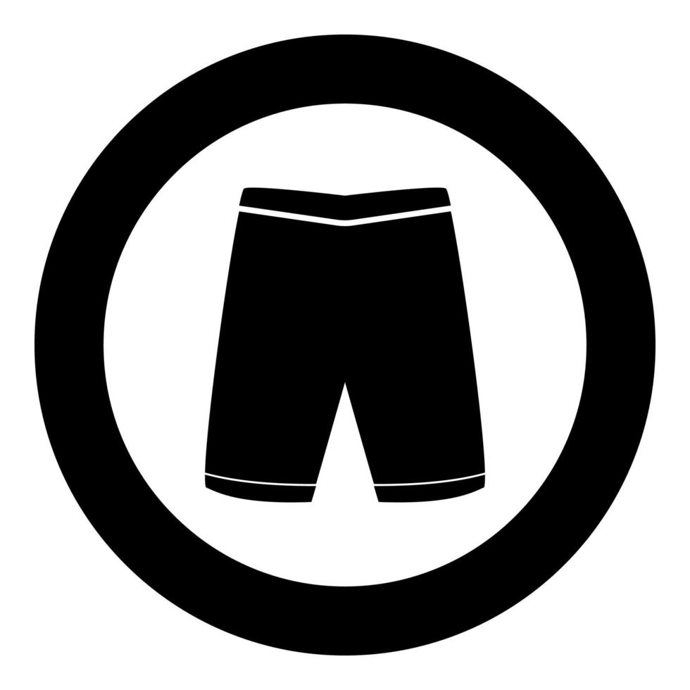 icono de pantalones cortos color negro en círculo vector