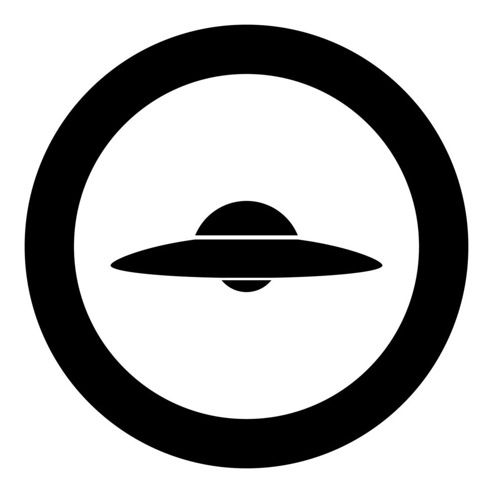 UFO. Flying saucer icon black color in circle vector