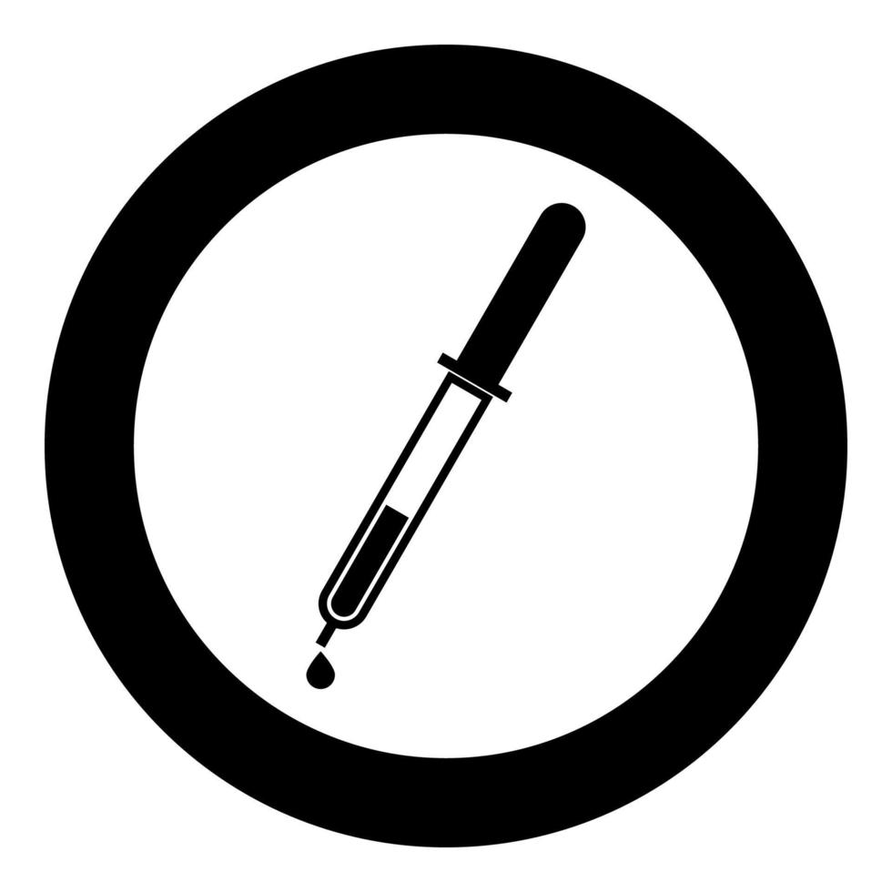 Pipette with drop icon black color in circle vector
