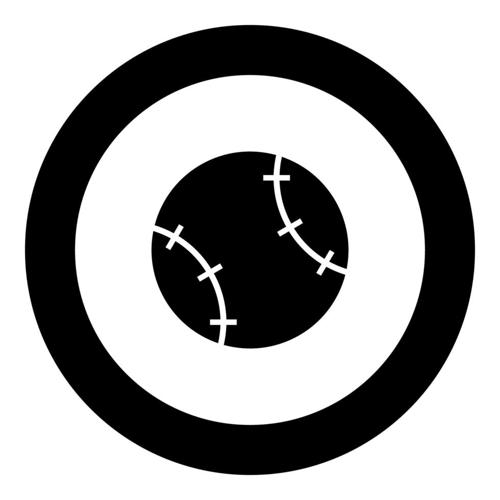 icono de pelota de béisbol color negro en círculo vector