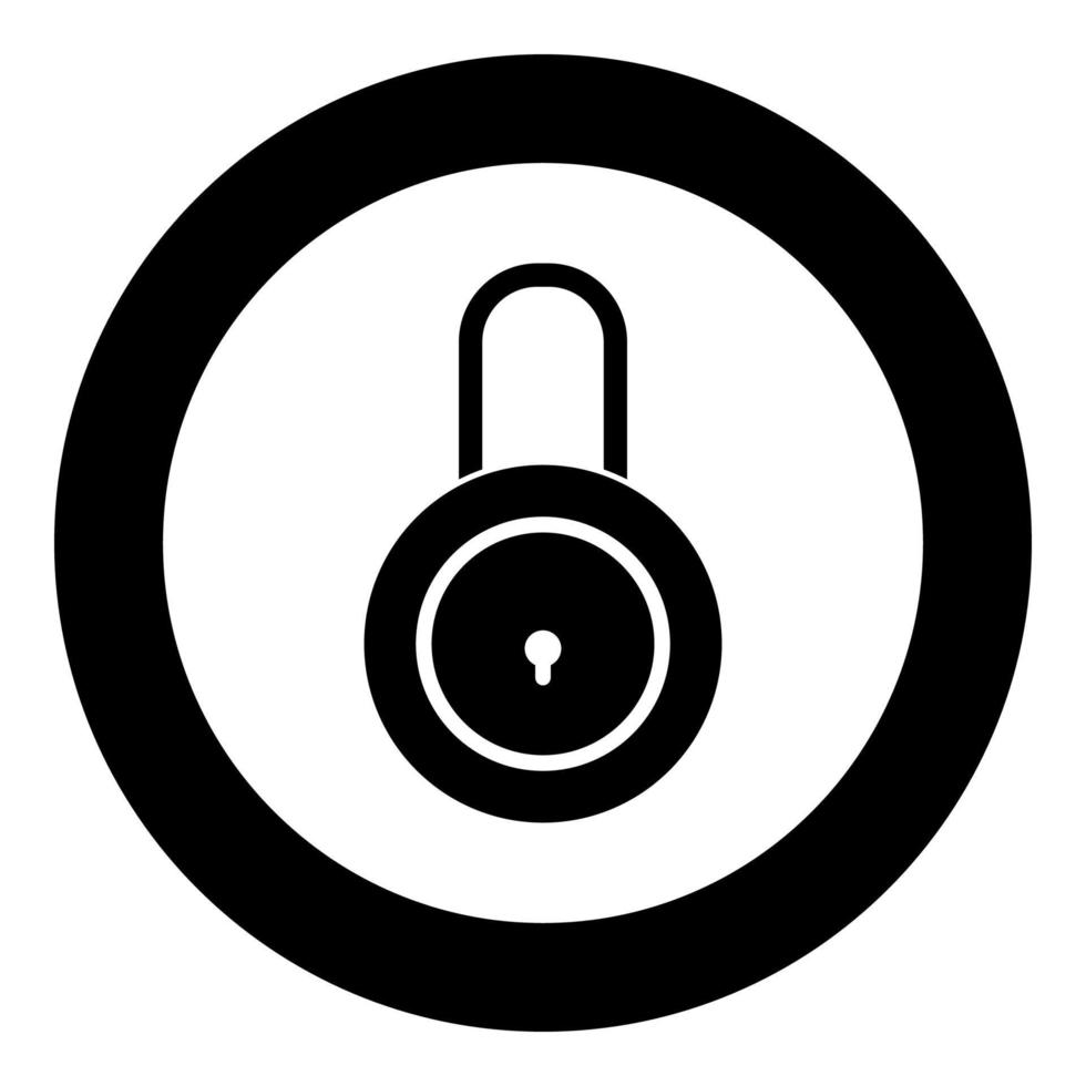 Lock icon black color in circle vector