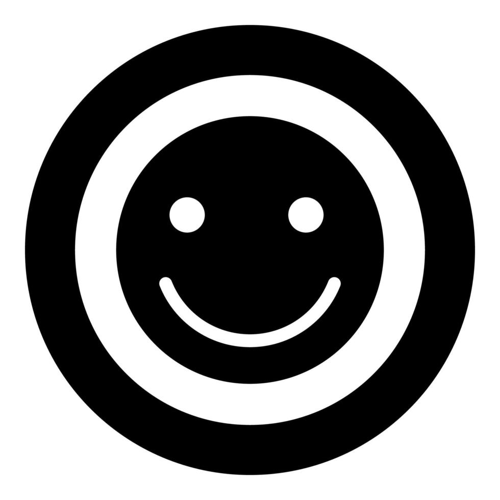 Smile icon black color in circle vector