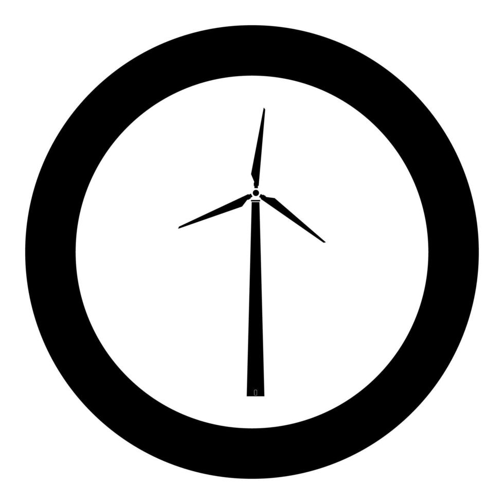 Wind turbine icon black color in circle vector