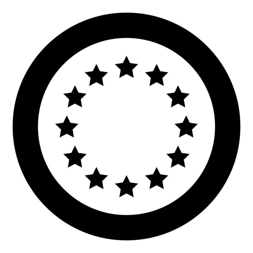 Stars in circle icon black color in circle vector