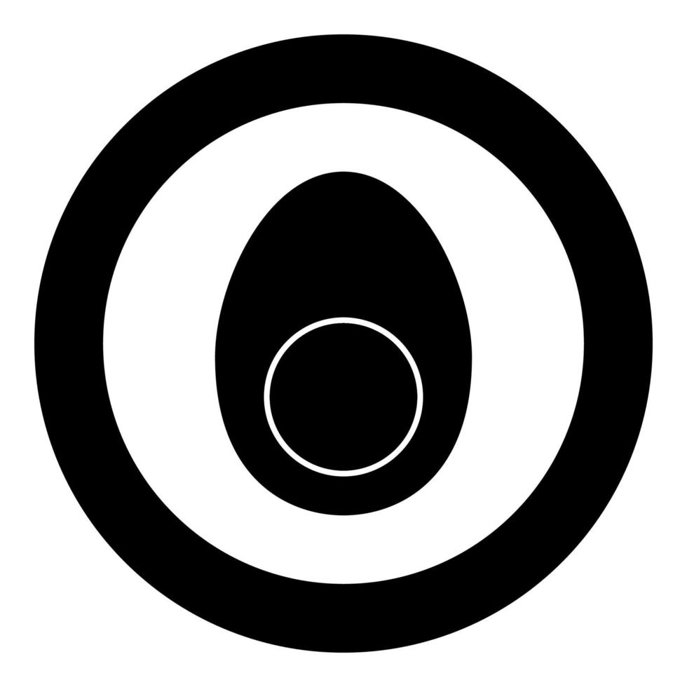 Piece egg black icon in circle vector illustration isolated .