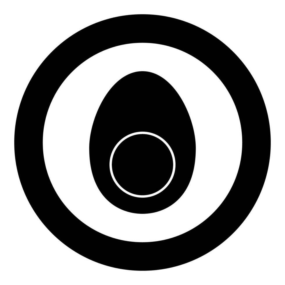 Piece egg black icon in circle vector illustration isolated .