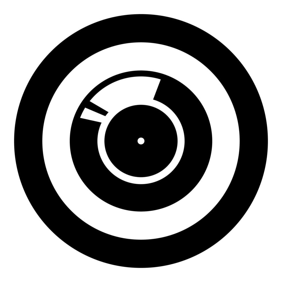 Vinyl record. Retro sound carrier black icon in circle vector illustration isolated .