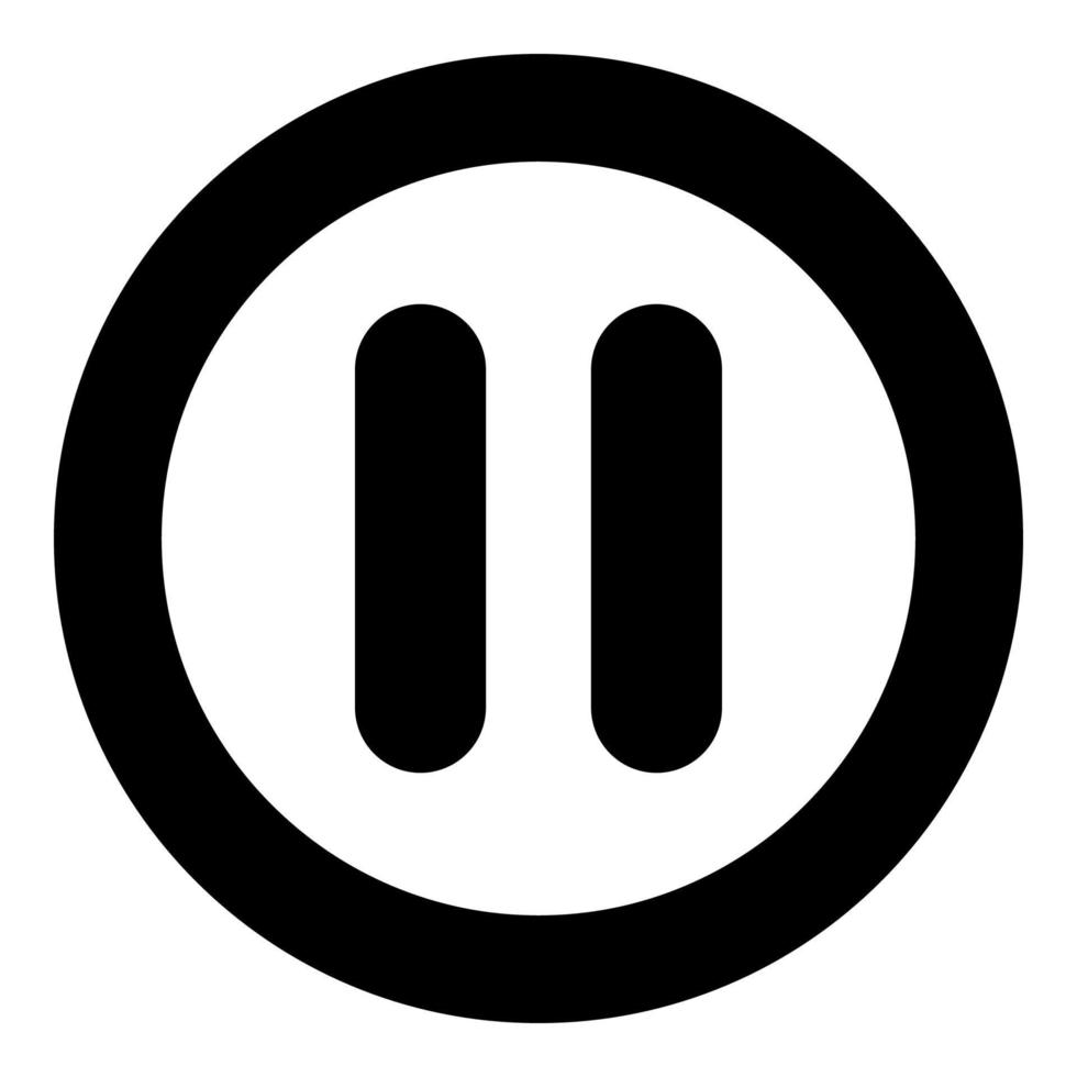 Pause icon black color in circle vector