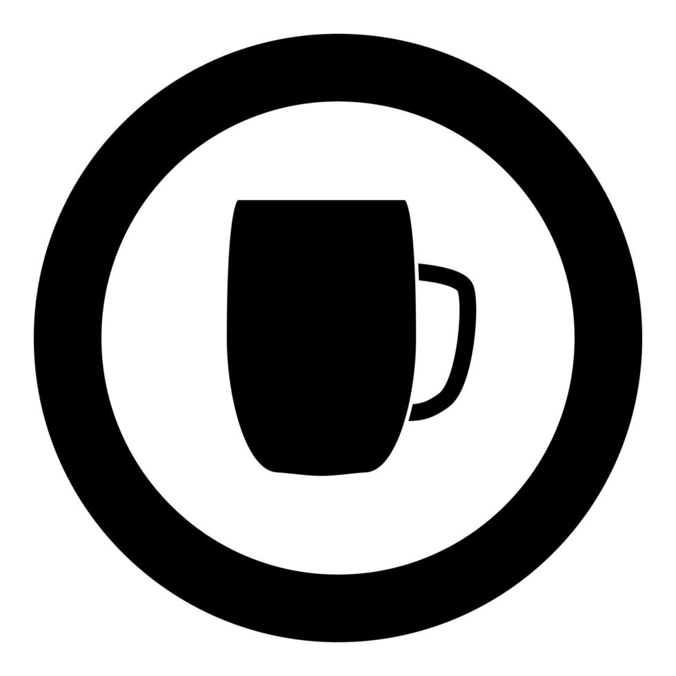icono de jarra de cerveza color negro en círculo vector