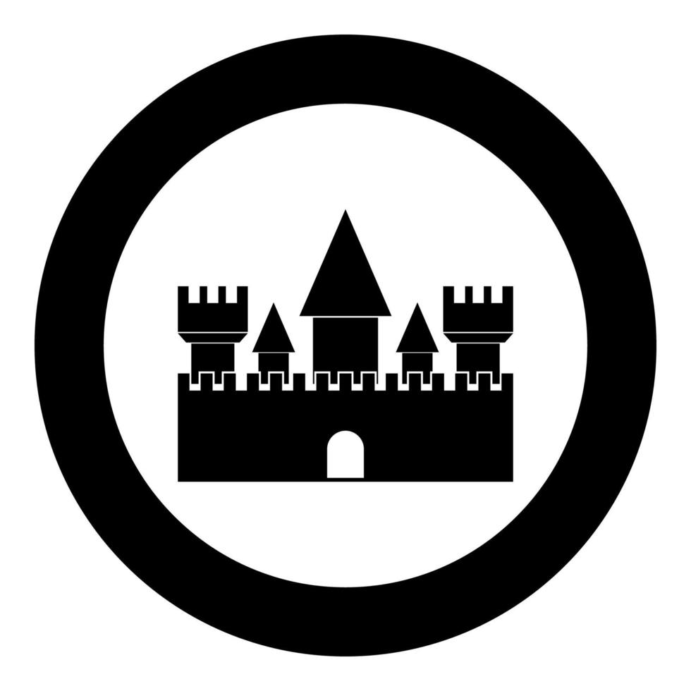 Castle icon black color in circle vector