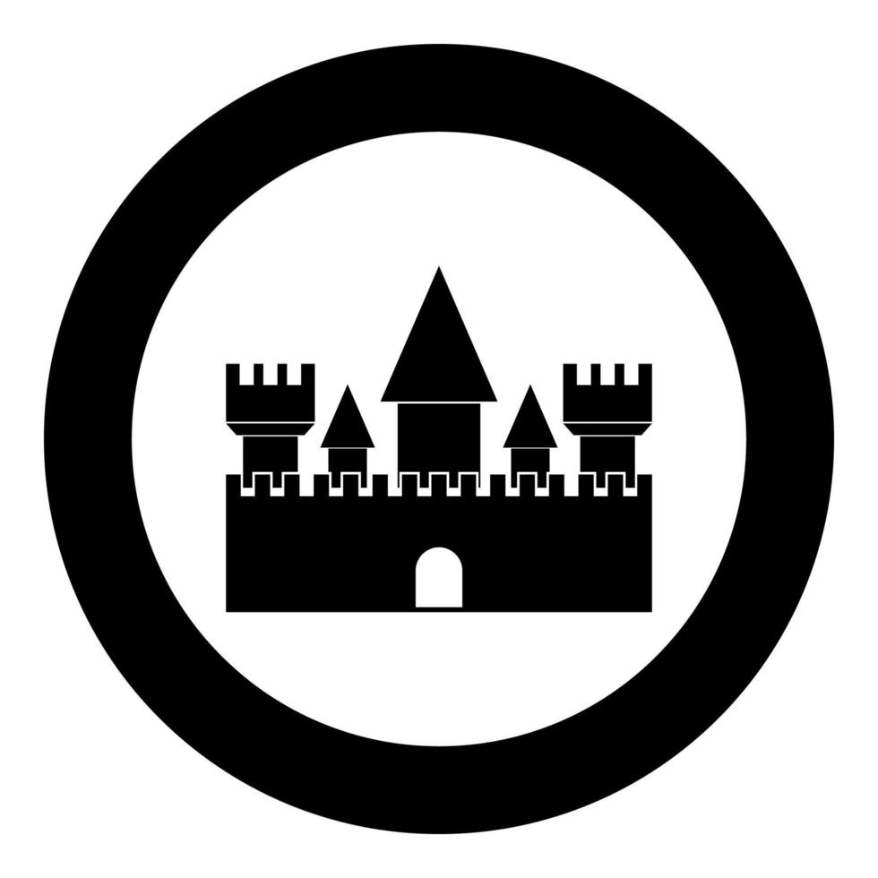 Castle icon black color in circle vector