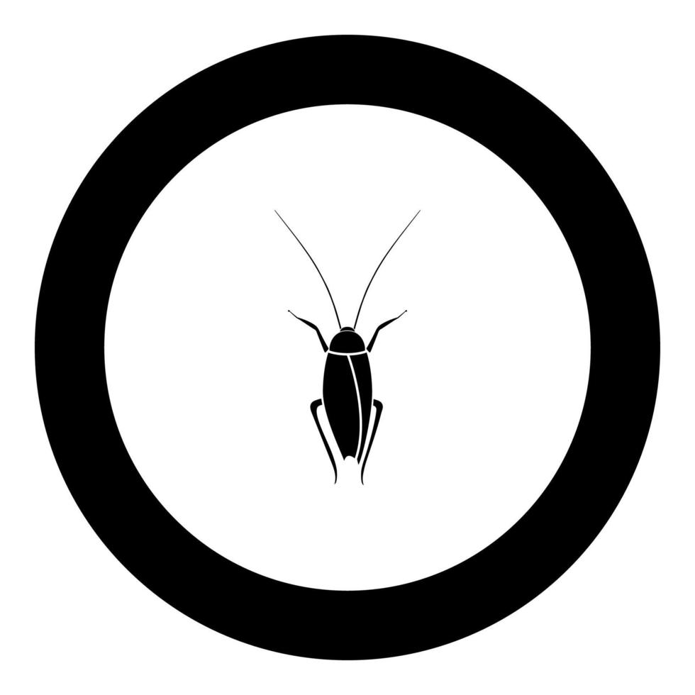 icono de cucaracha color negro en círculo vector