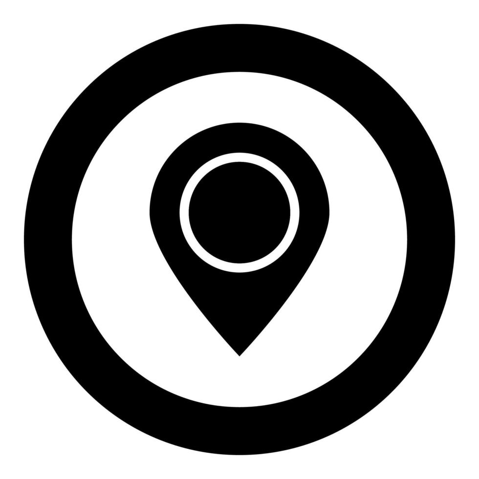 Sign location icon black color in circle vector