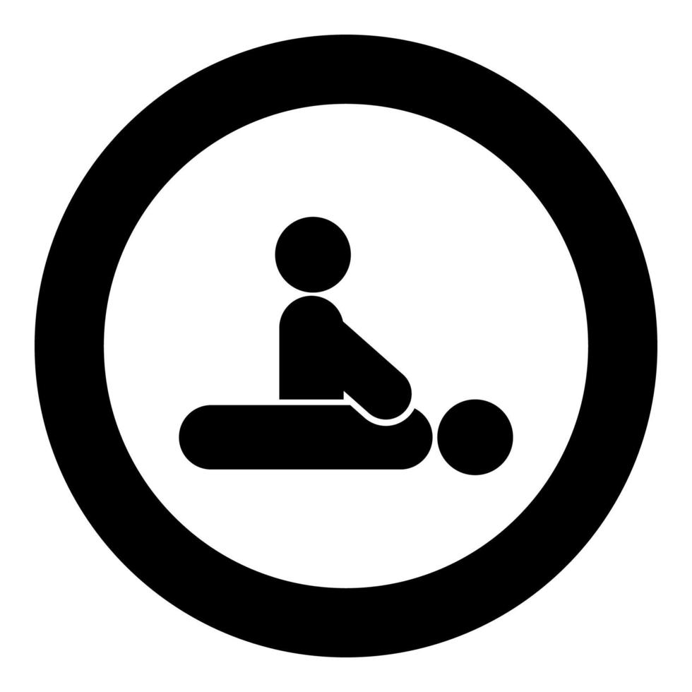 icono de terapeuta de masaje color negro en círculo vector