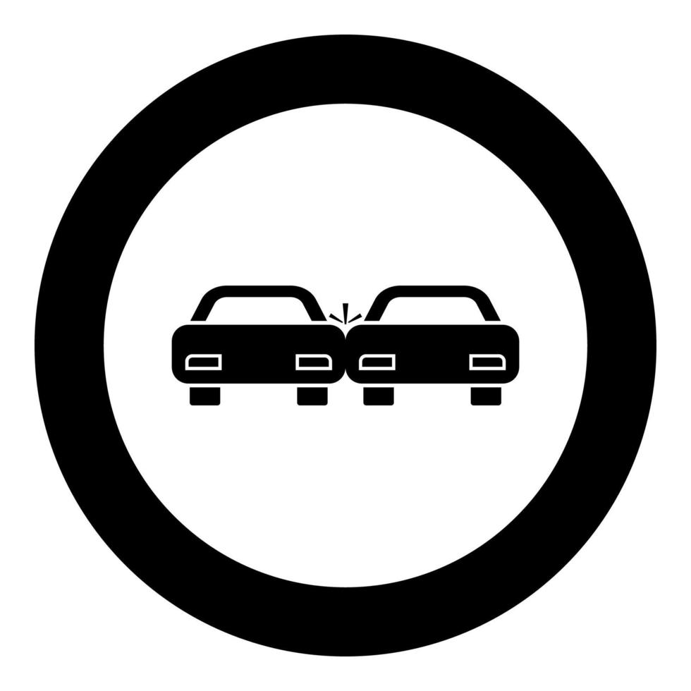 Crashed cars icon black color in circle vector