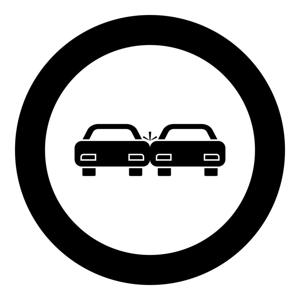 Crashed cars icon black color in circle vector