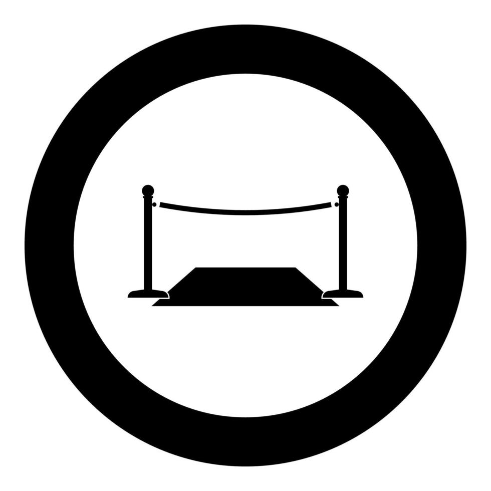 Icono negro de alfombra roja en la ilustración de vector de círculo