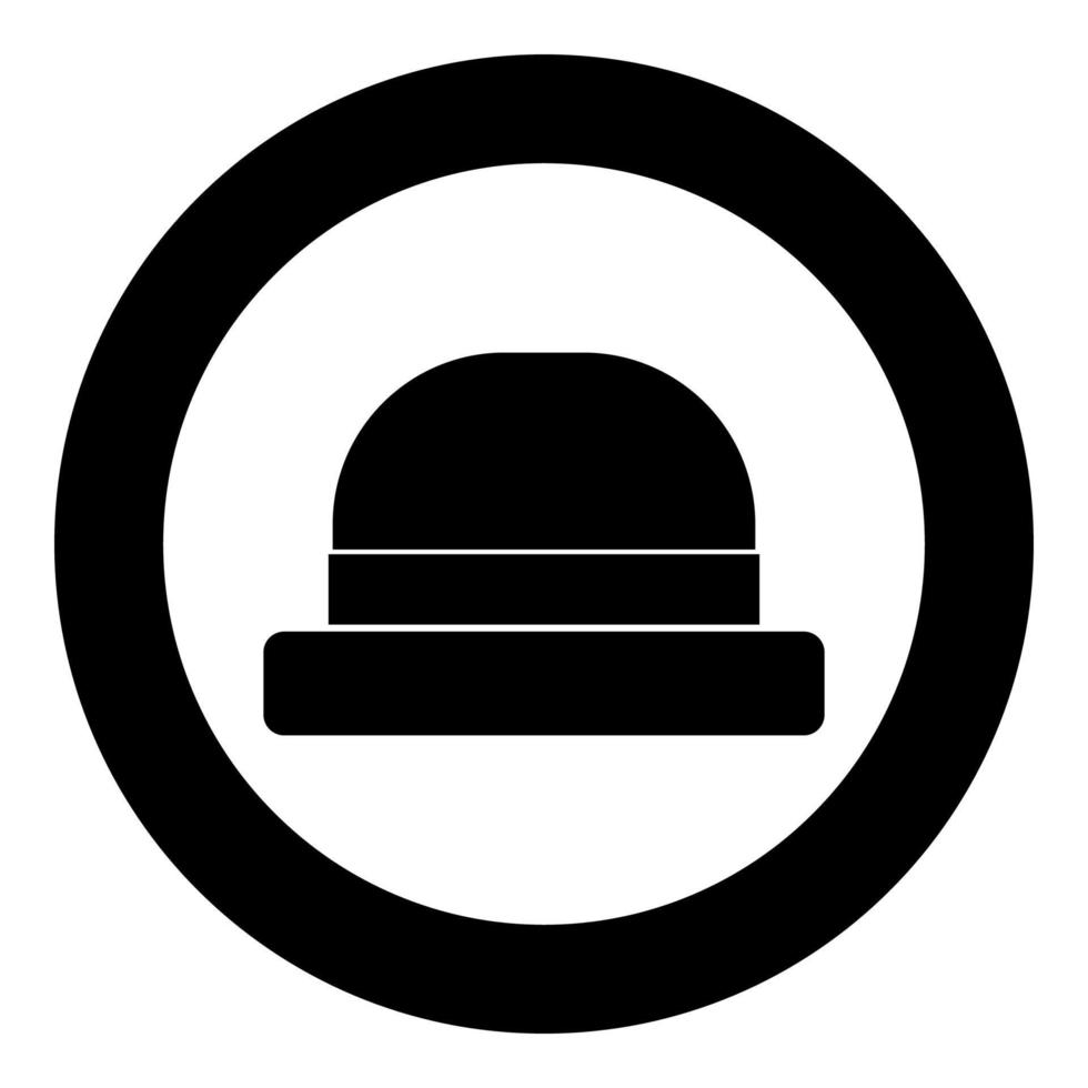 icono negro de sombrero de copa vintage en ilustración de vector de círculo aislado.