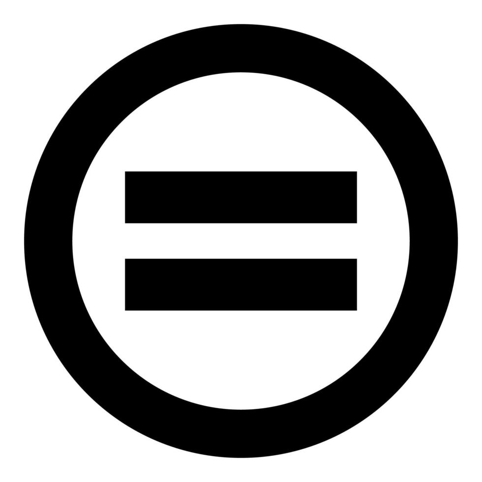 Sign equally black icon in circle vector illustration isolated .