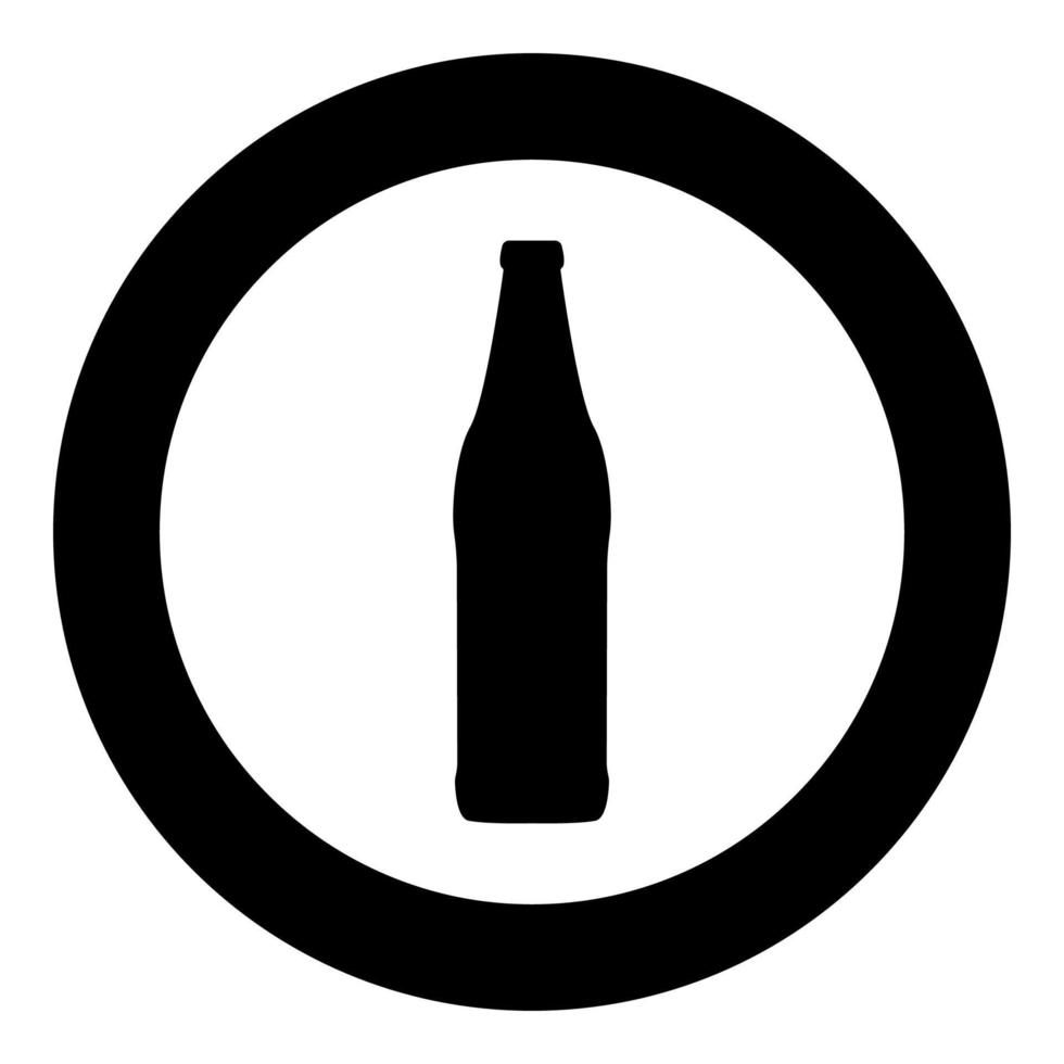 Beer bottle black icon in circle vector illustration isolated .