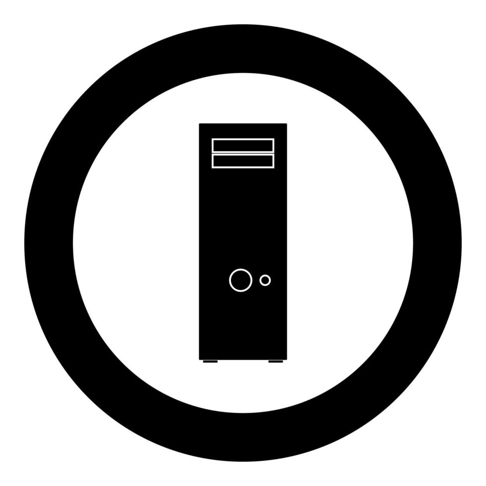 Computer case or system unit icon black color in circle vector