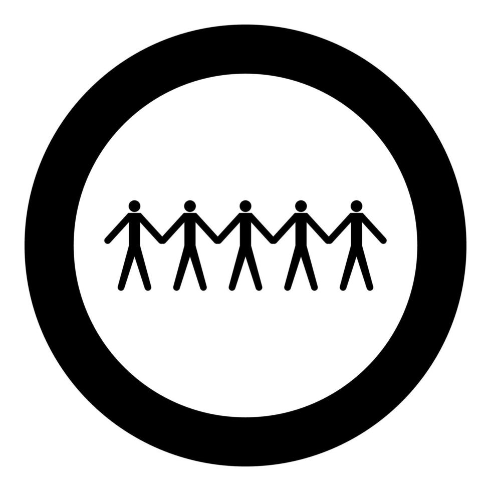 Team work concept icon black color in circle vector