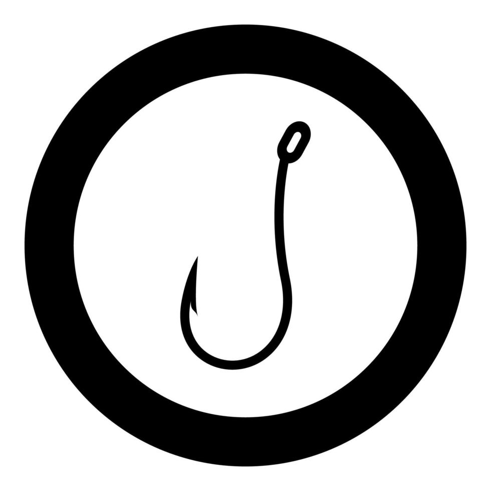 Fish hook icon black color in circle vector