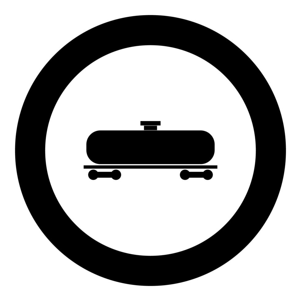 icono negro de cisterna en la ilustración de vector de círculo
