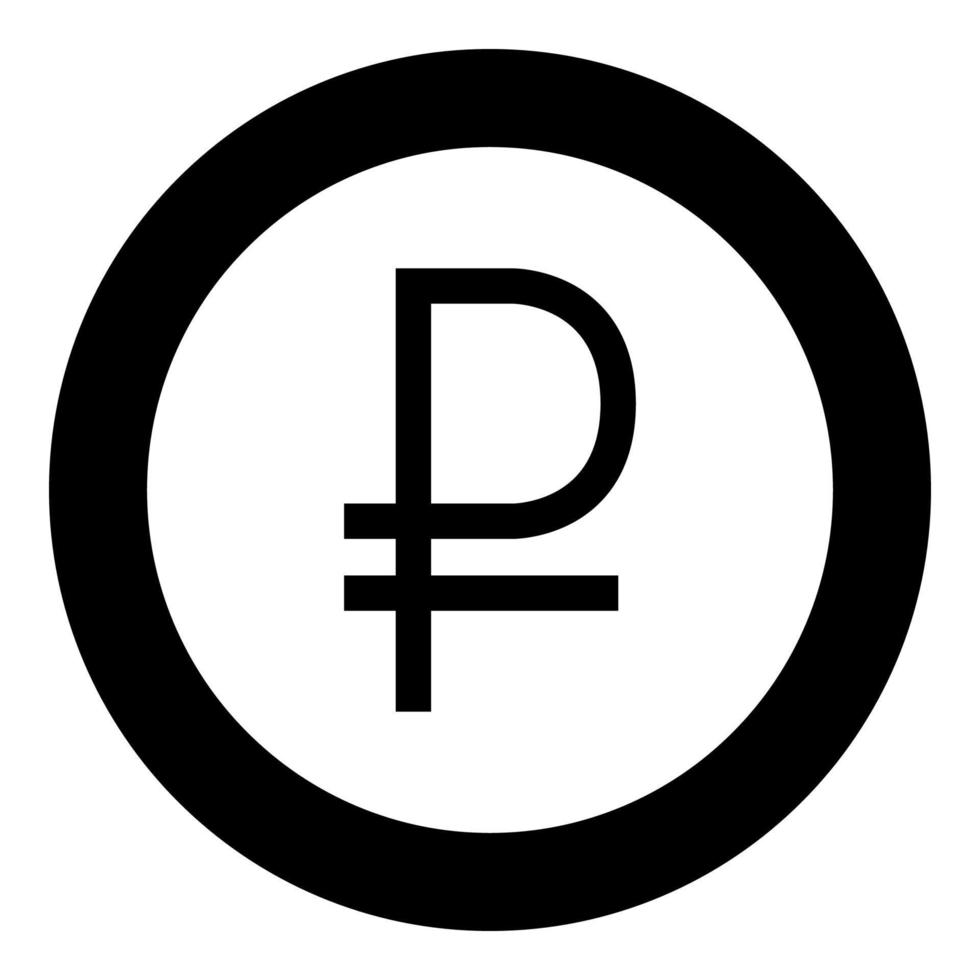 signo rublo icono negro en círculo ilustración vectorial vector