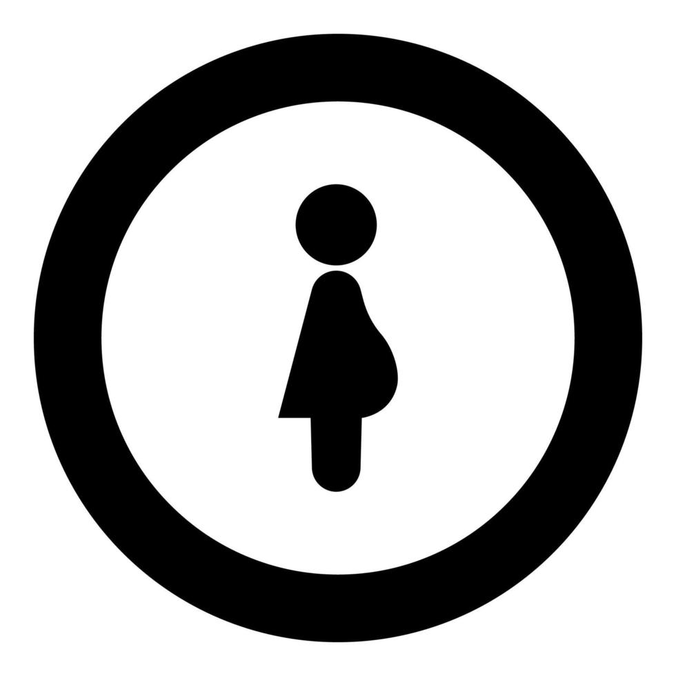 Pregnant woman black icon in circle vector illustration