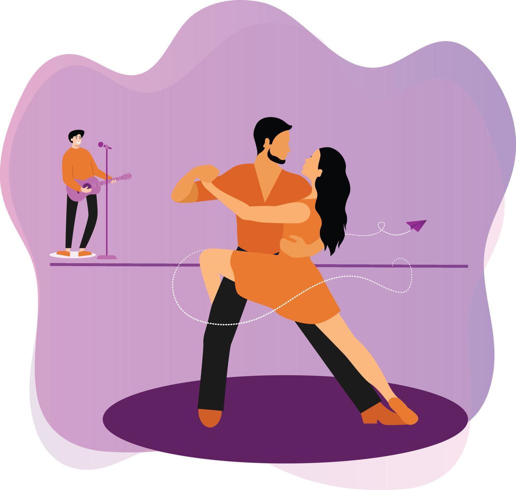 The couple is dancing. vector