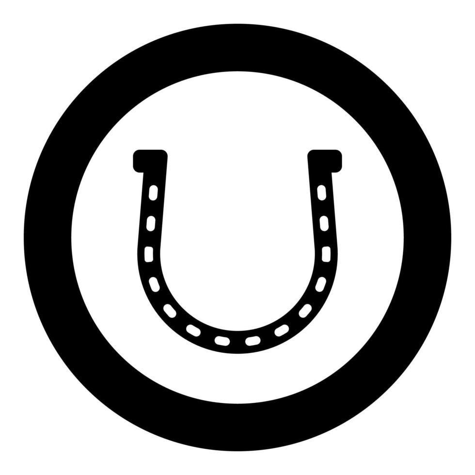 icono de herradura color negro en círculo vector