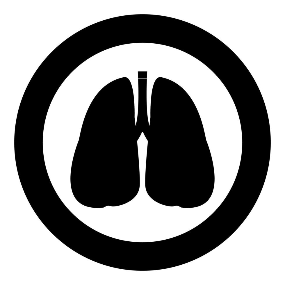 Lungs icon black color in circle vector