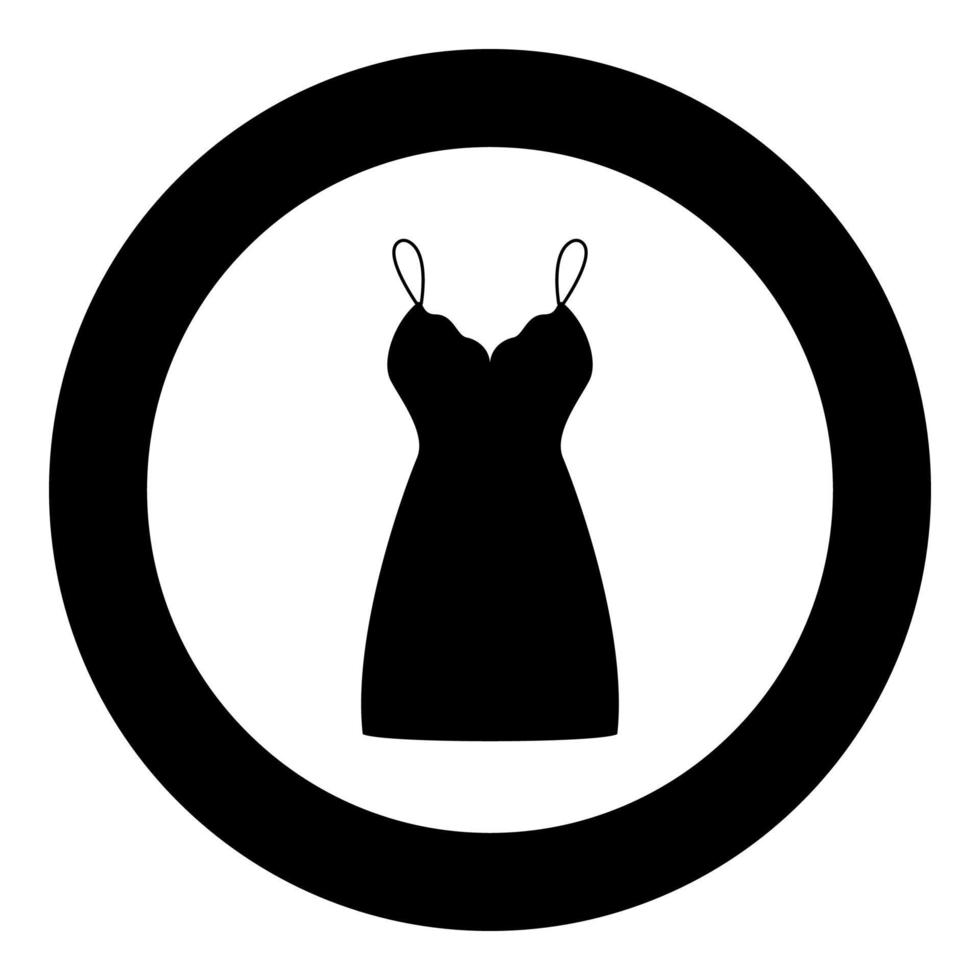 Sundress combination or nightie black icon in circle vector illustration isolated .