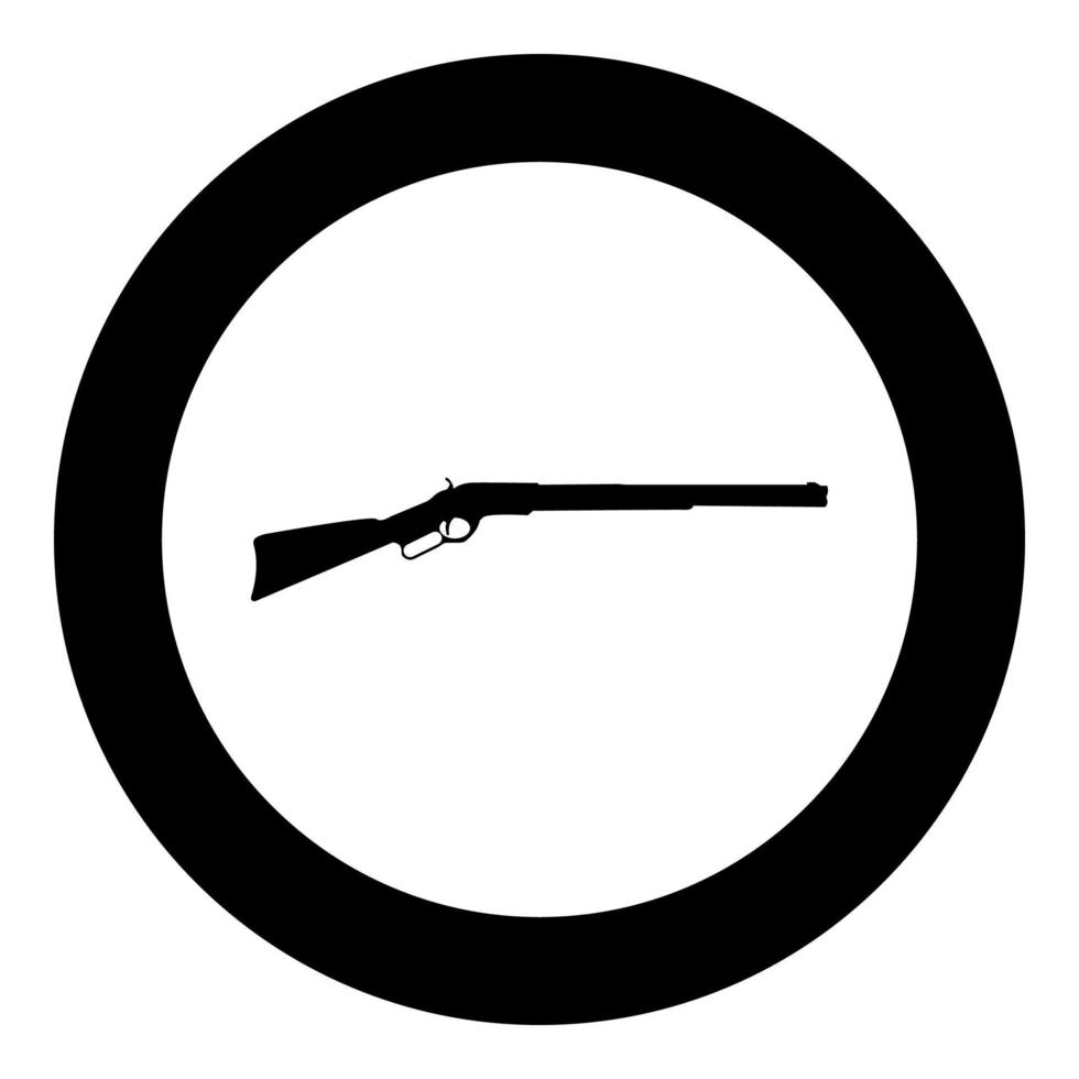 Rifle black icon in circle vector illustration isolated .