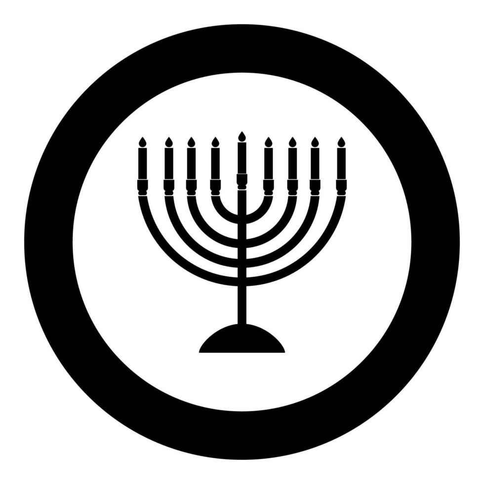 Menorah for Hanukkah icon black color in circle vector