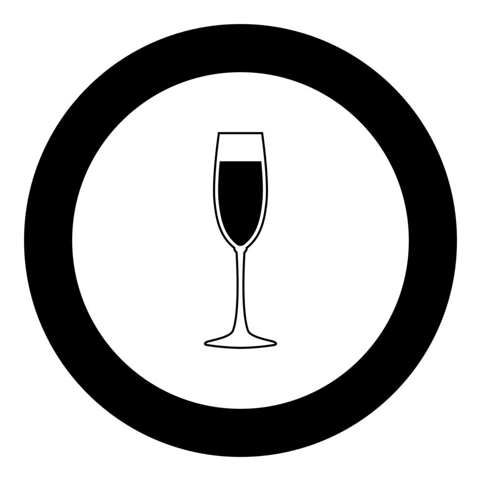 Glass of champagne icon black color in circle vector