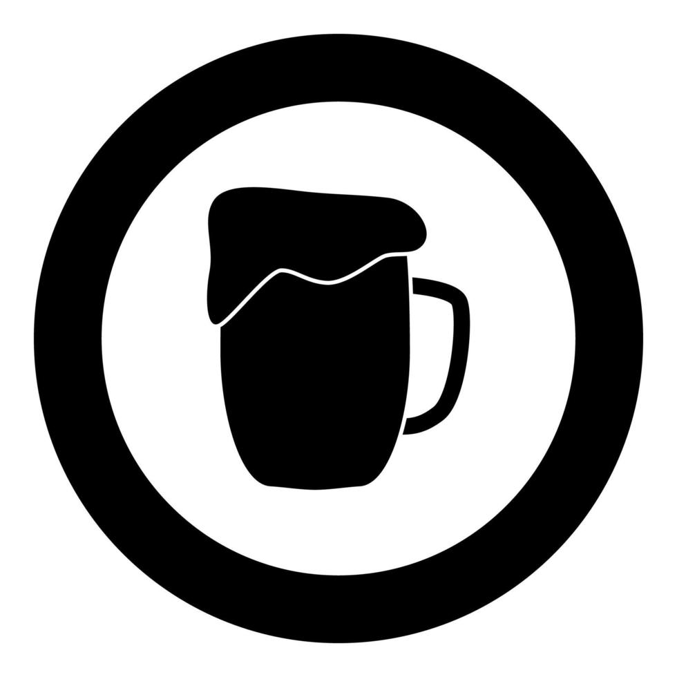 taza de cerveza icono color negro en círculo vector