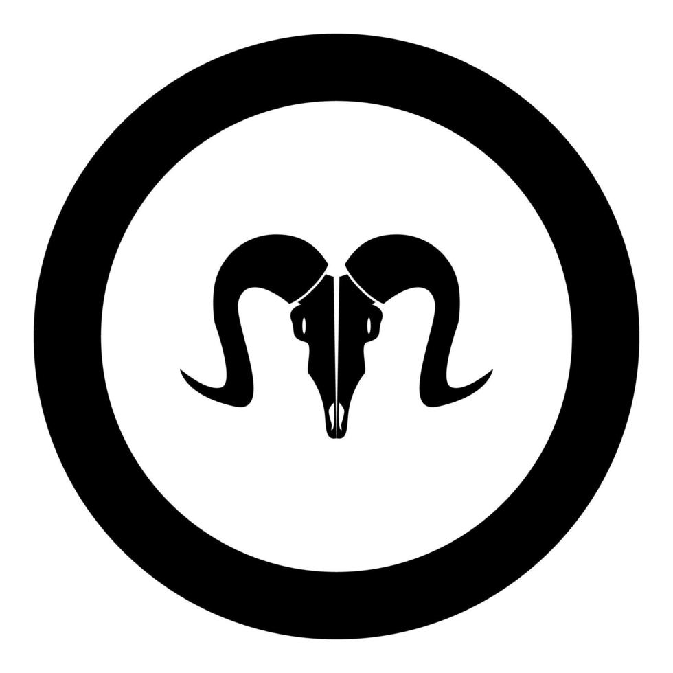 Goat head skull black icon in circle vector illustration